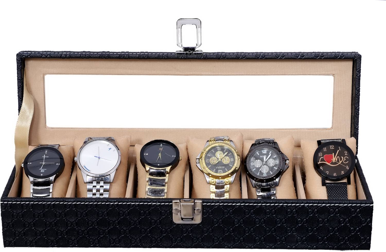 AJcraft Men And Women 6 Slots Watch Box Organizer & Watch Holder Watch Box