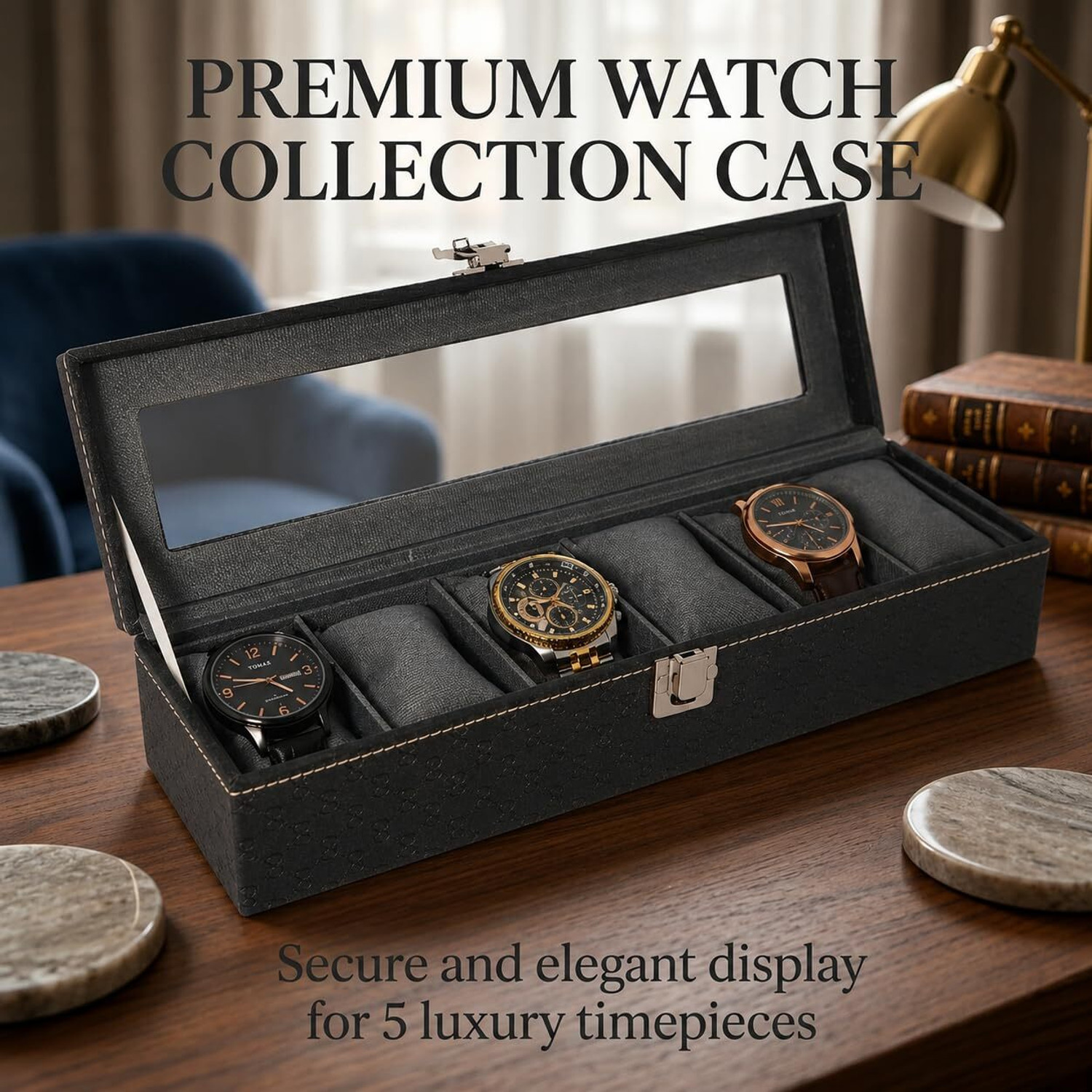 Image of EURO KOZA Watch Box Organizer 6 Slots Organizer Case for Men and Women Watch Box Watch Box