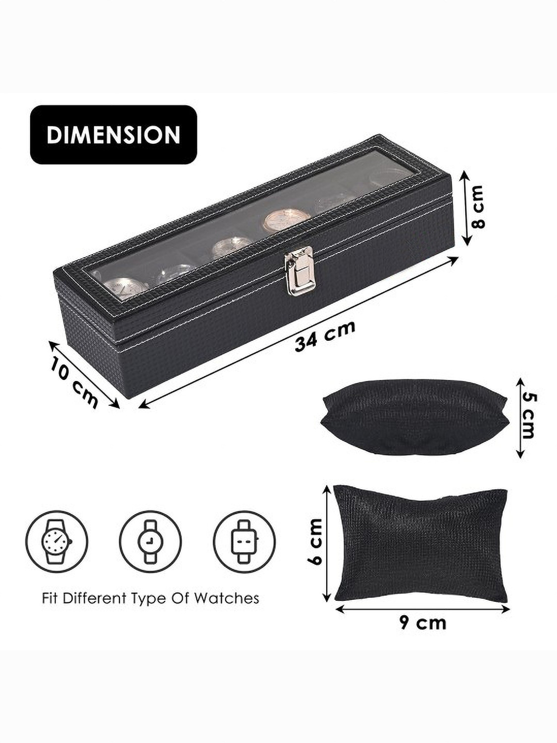 Image of STORESHINE Unisex Black 12-Slot Watch Organizer Watch Box