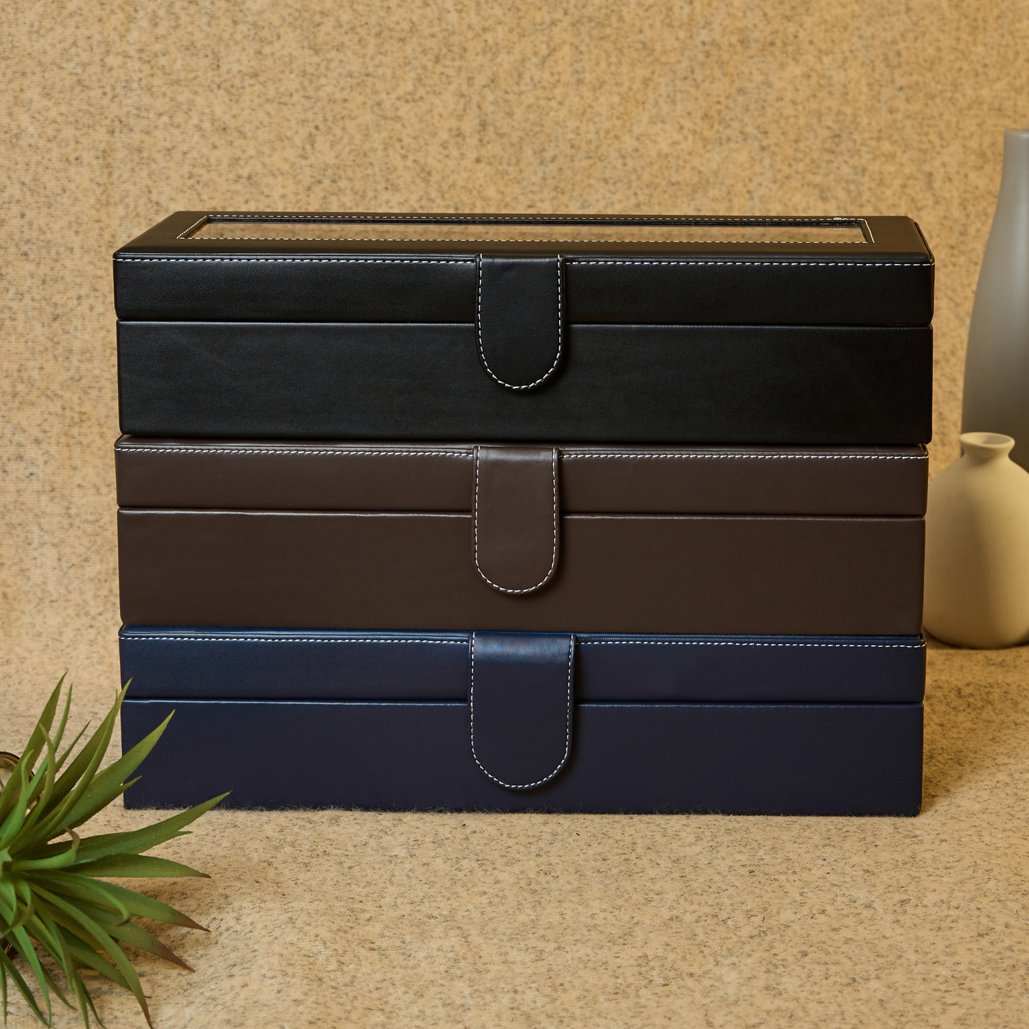 Image of Leather World luxury designer Watch Box Case Organizer Holder Watch Box
