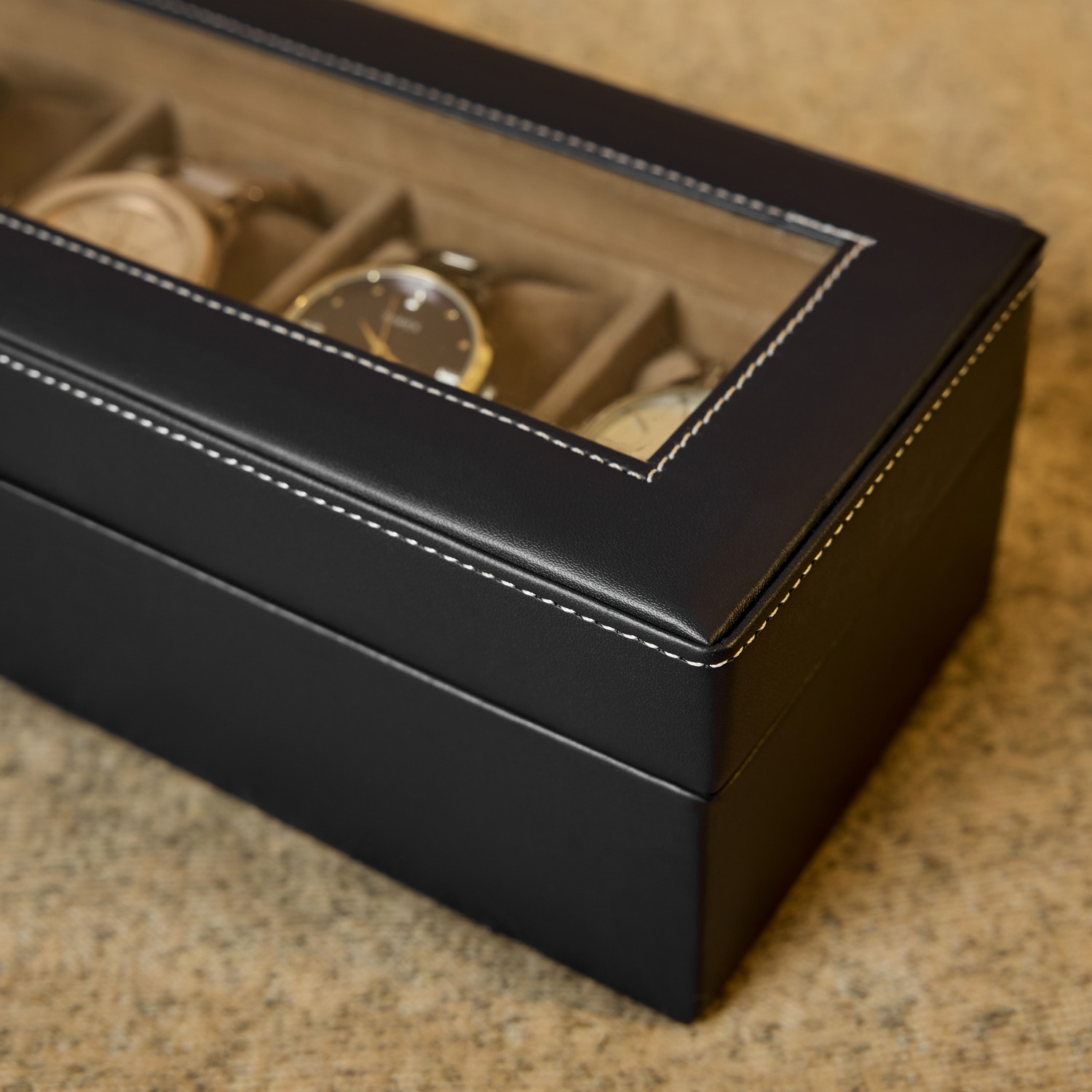 Image of Leather World luxury designer Watch Box Case Organizer Holder Watch Box