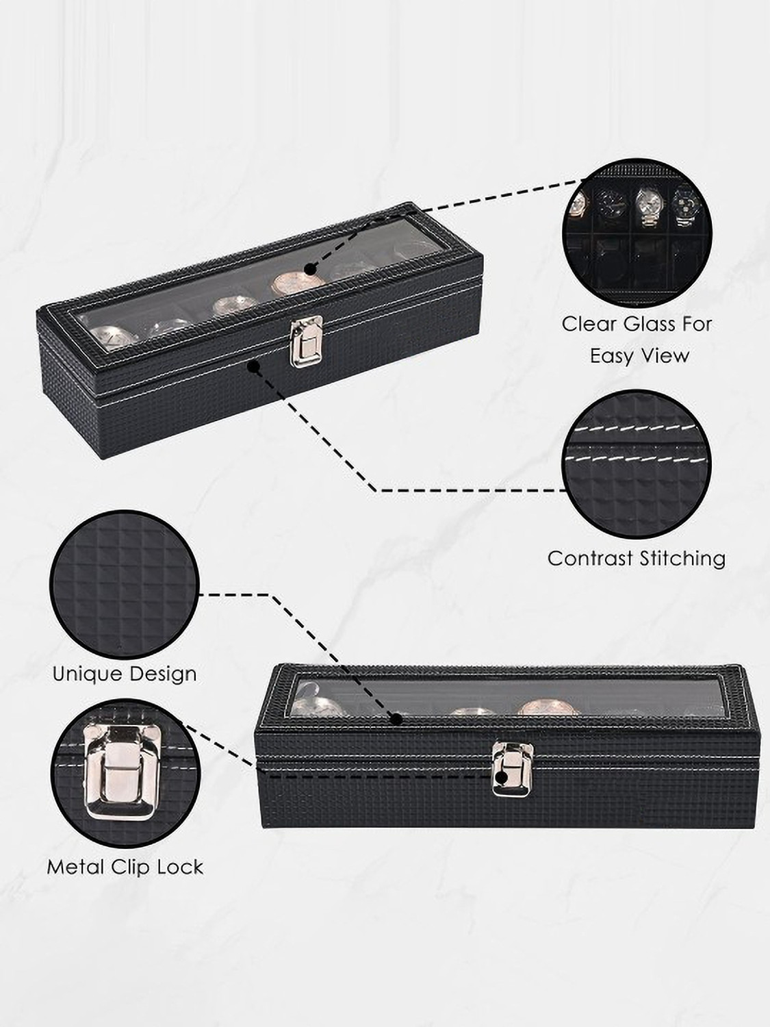 Image of STORESHINE Unisex Black 12-Slot Watch Organizer Watch Box