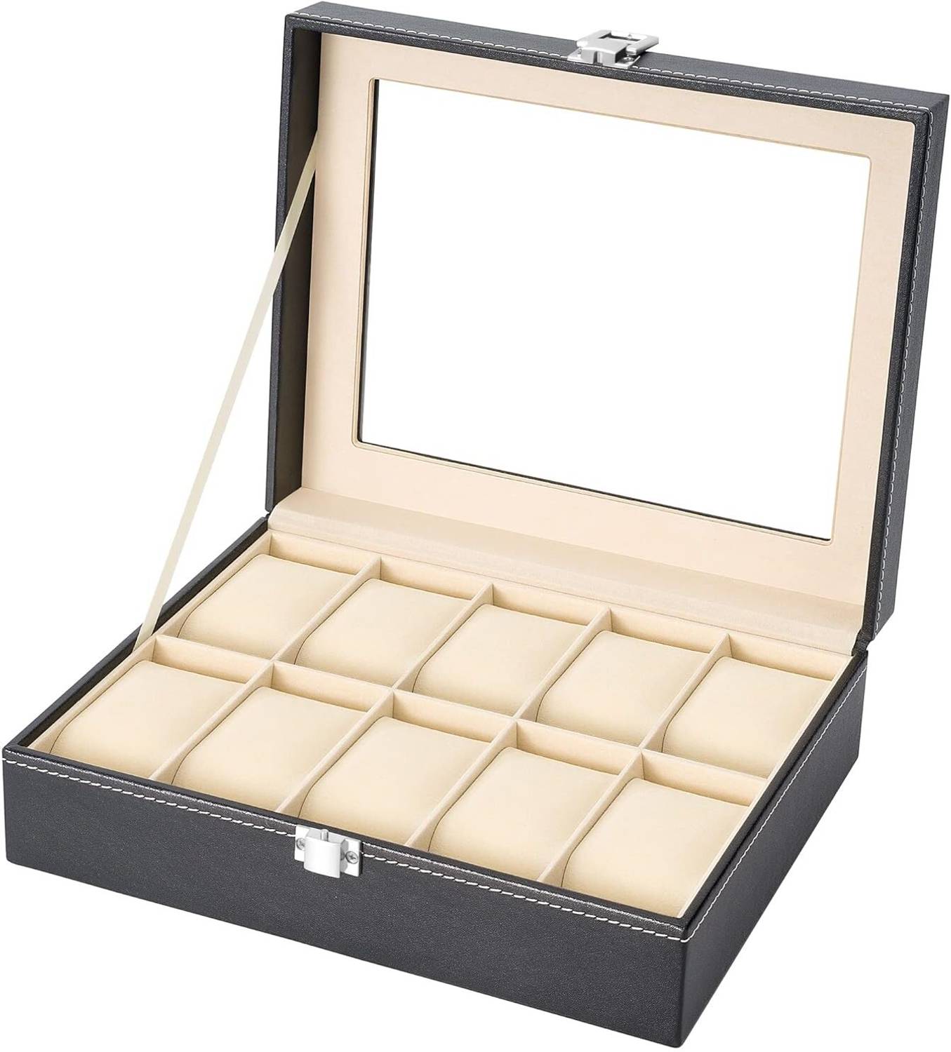 AweStuffs Watch Box for Men and Women, 10 Slot Watch Display Case Watch Box Organizer Watch Box