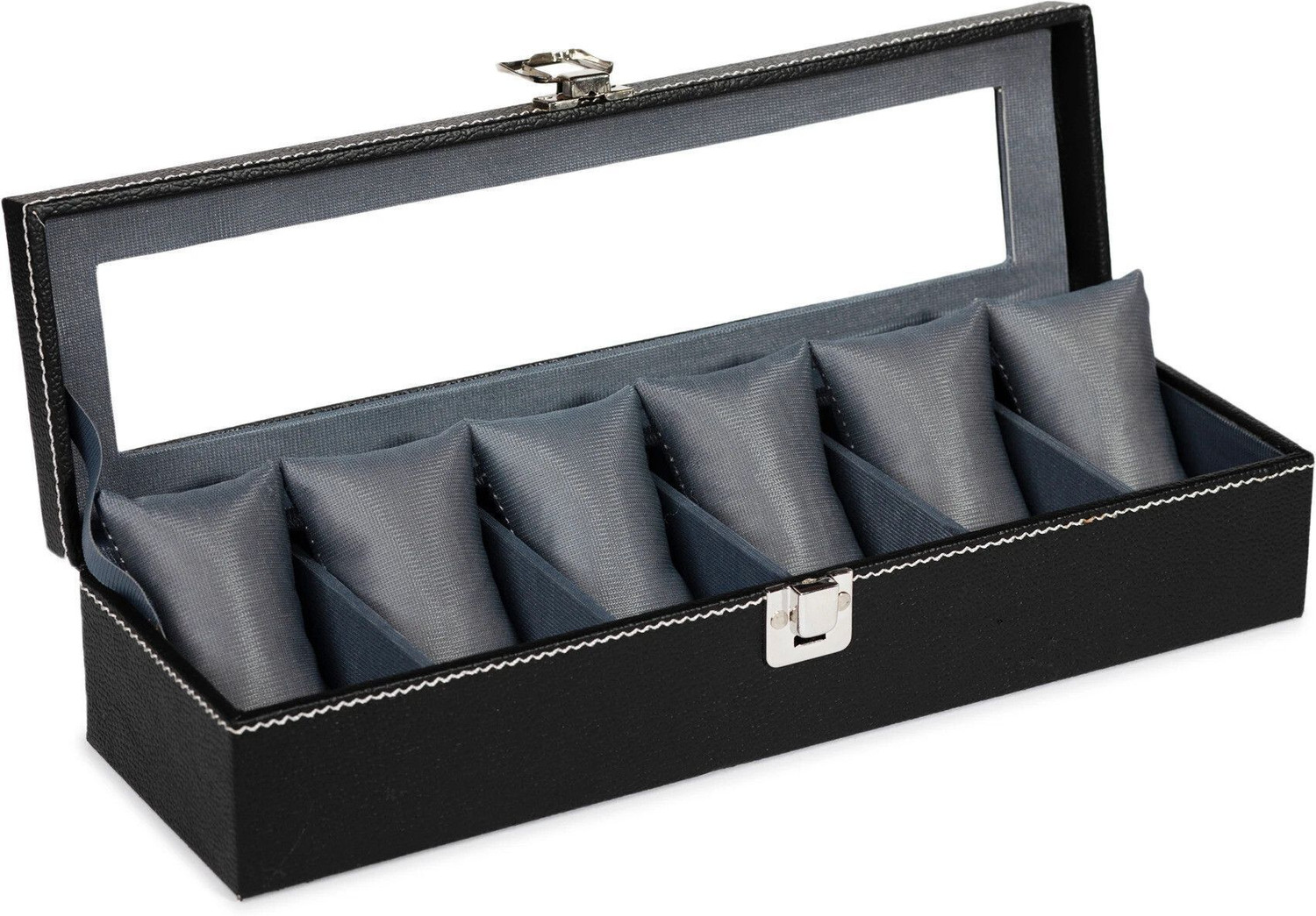 Image of STORESHINE Men's and Women's Watch Case in Black color(6 Compartments) Watch Box