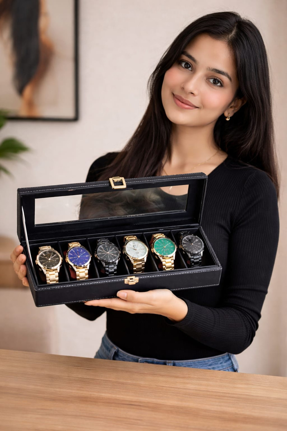 Image of NextGenMart Premium Glass Top Watch Organizer Watch Box