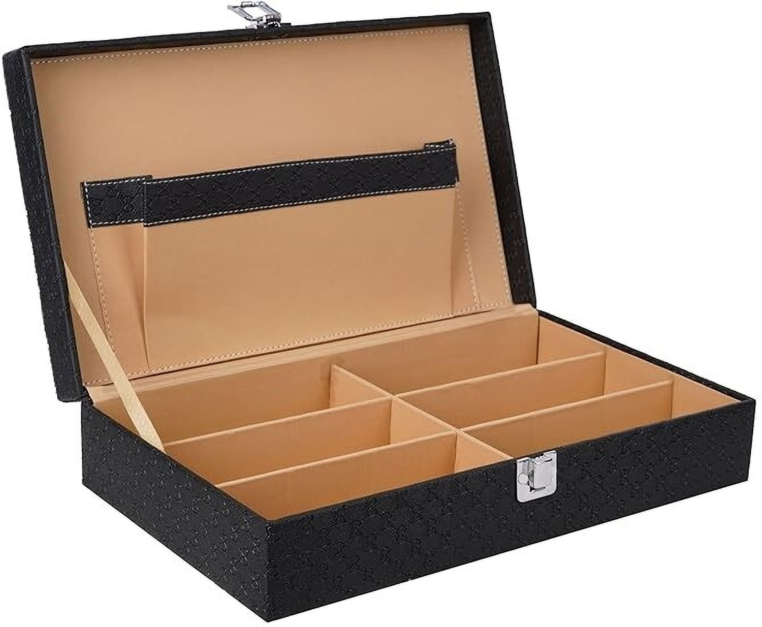 Image of Red Velvet Sunglasses Box Organizer Holder Case in Black with 6 Slots Watch Box