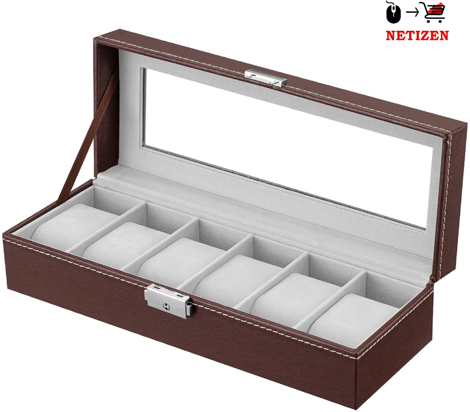Image of netizen Quality Leather 6 Slot Watch Storage Box Watch Box