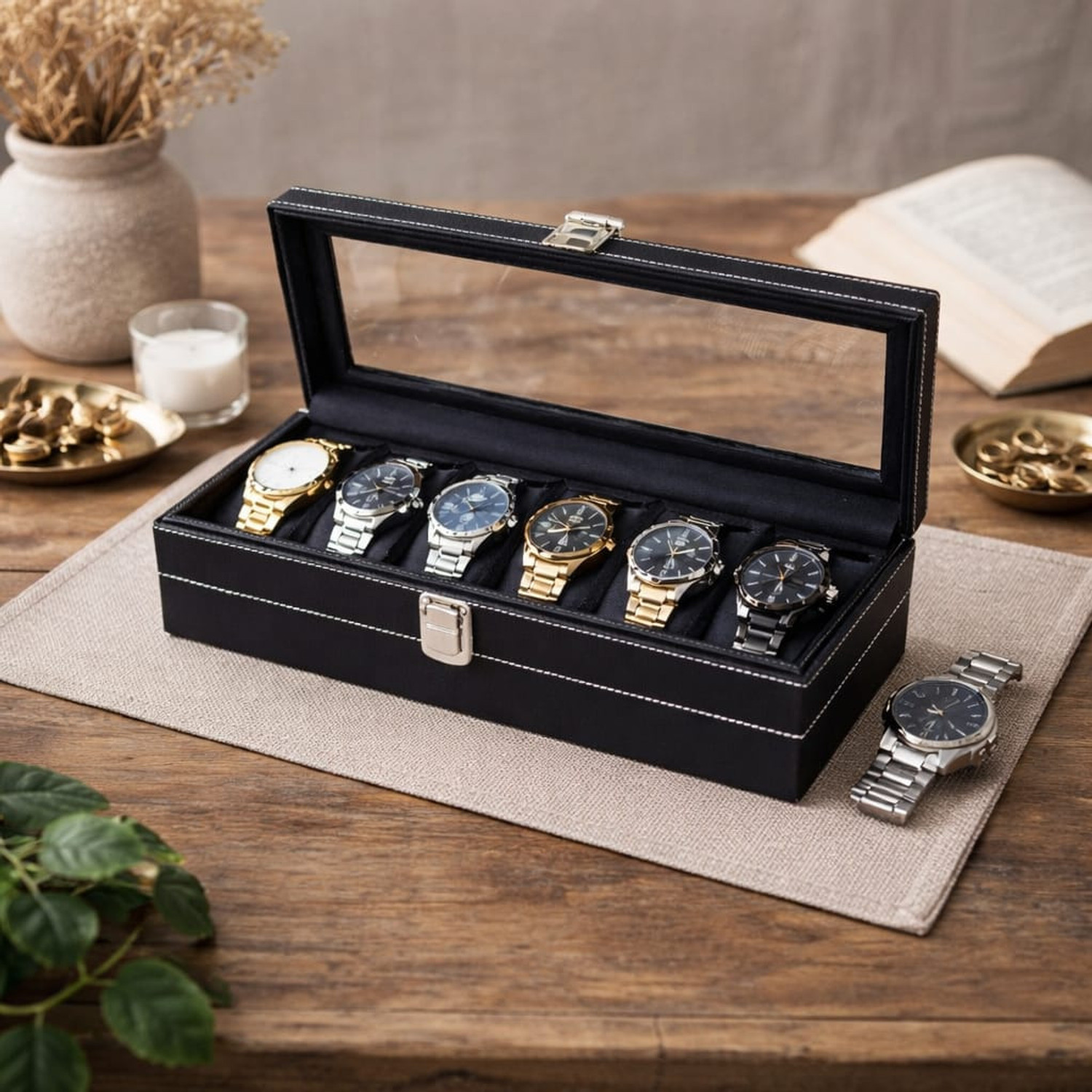 Image of NextGenMart Premium Glass Top Watch Organizer Watch Box
