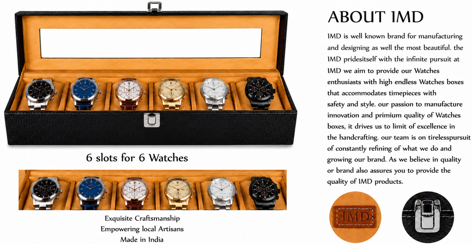 Image of IMDCRAFT Watch Box Holder Organizer Case in 6 slots of Watches with Transparent Look Watch Box