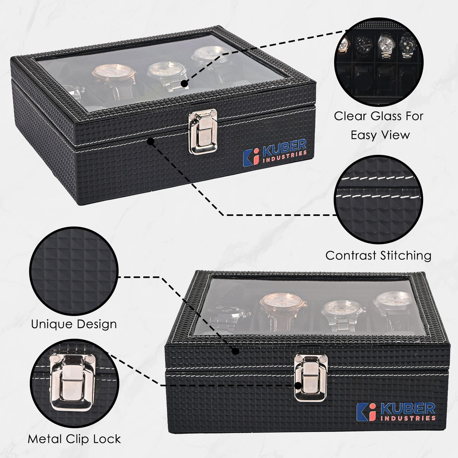 Image of KUBER INDUSTRIES Premium Faux Leather Wrist Organiser Watch Box