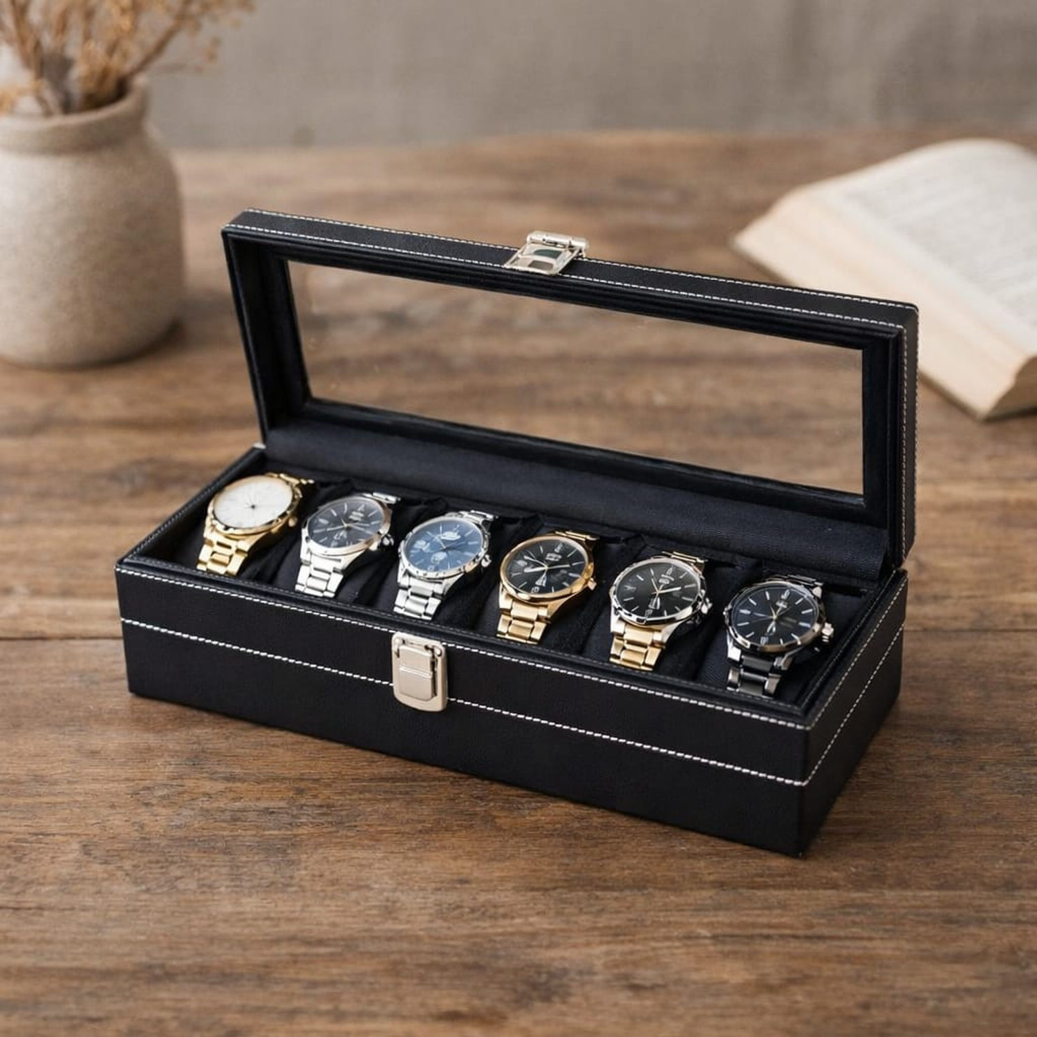 Image of NextGenMart Premium Glass Top Watch Organizer Watch Box