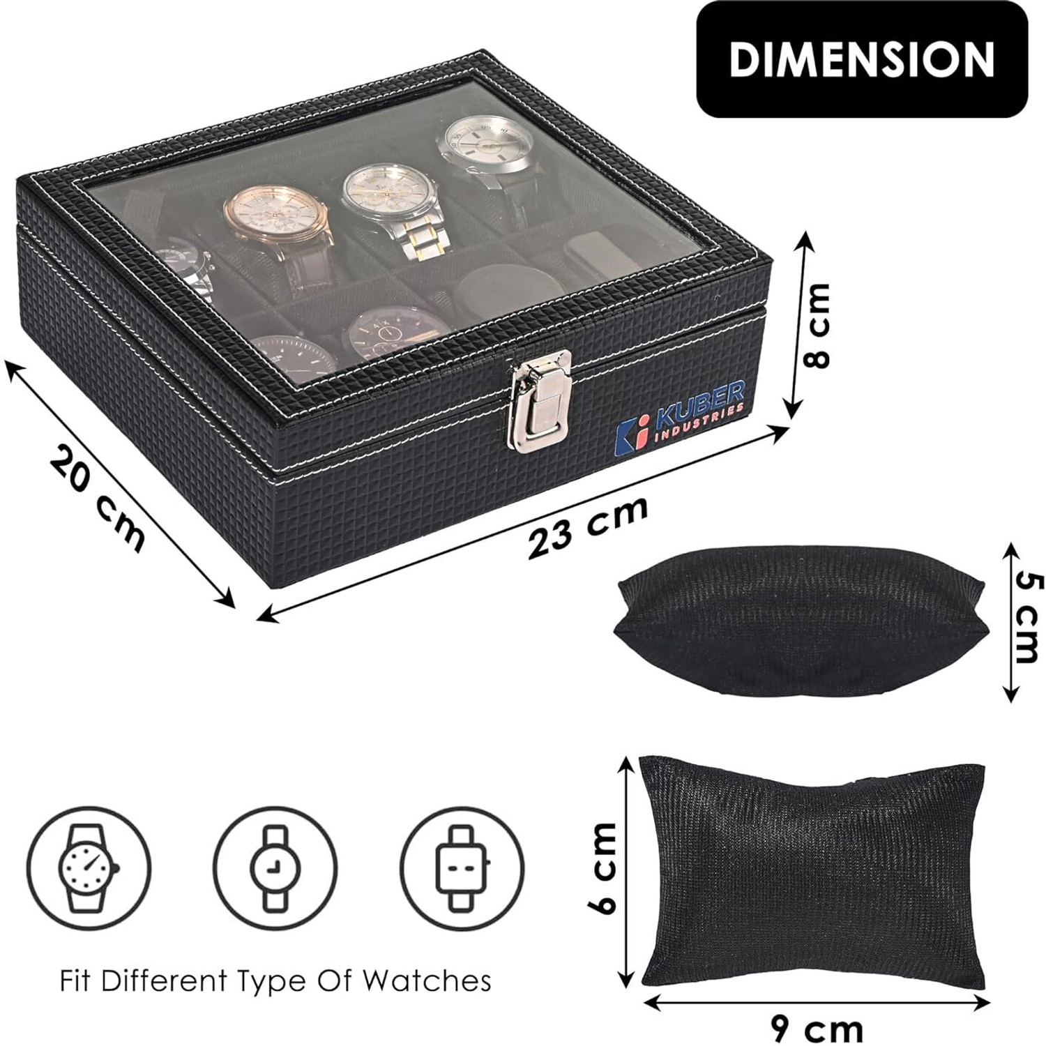 Image of KUBER INDUSTRIES Premium Faux Leather Wrist Organiser Watch Box