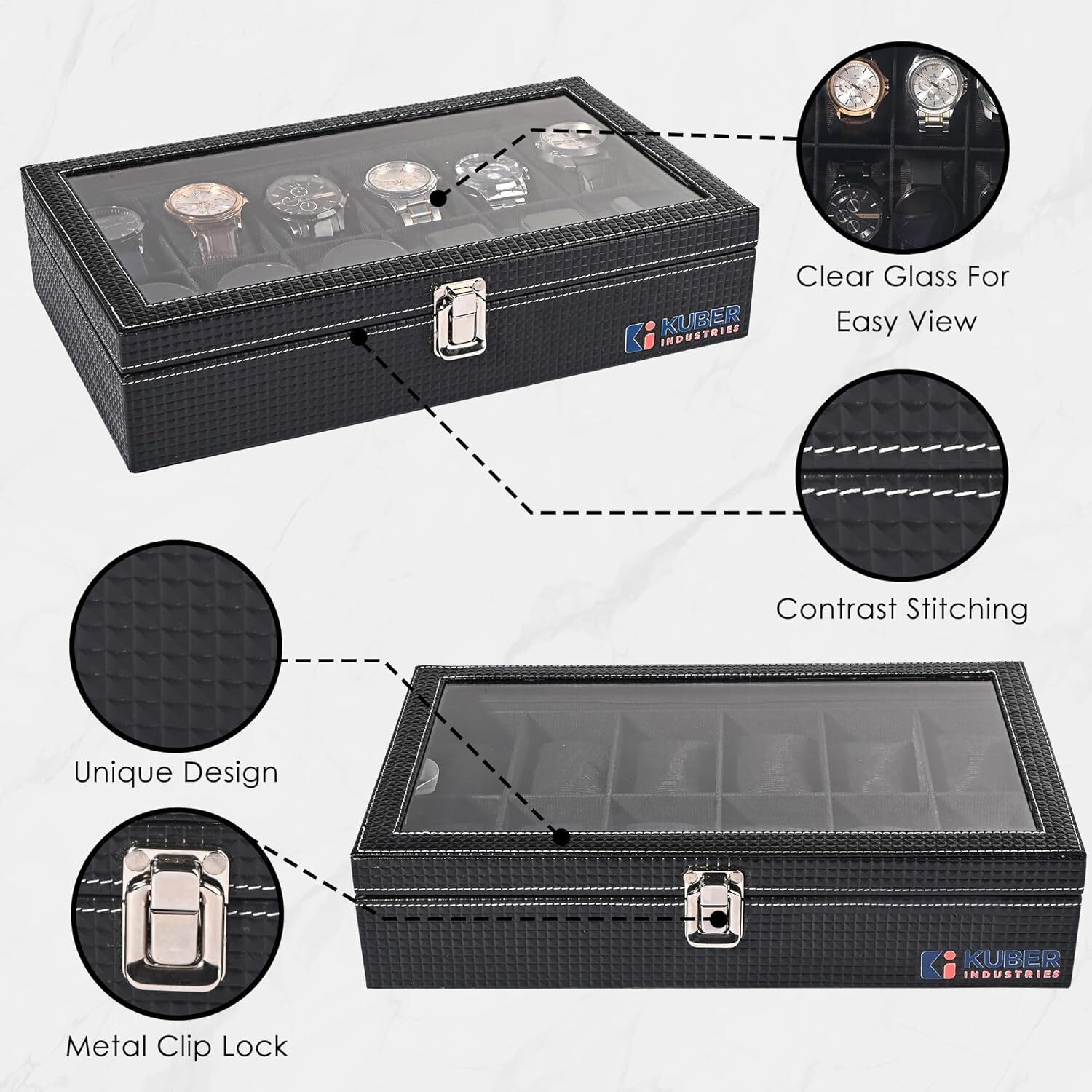 Image of KUBER INDUSTRIES Premium Faux Leather Wrist Organiser Watch Box