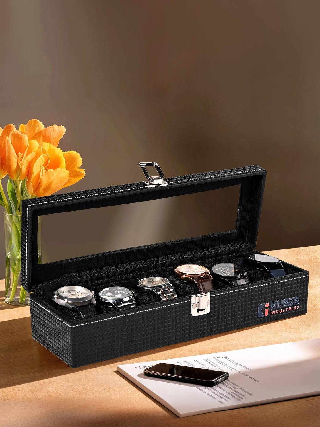 KUBER INDUSTRIES Premium Faux Leather Wrist Organiser Watch Box