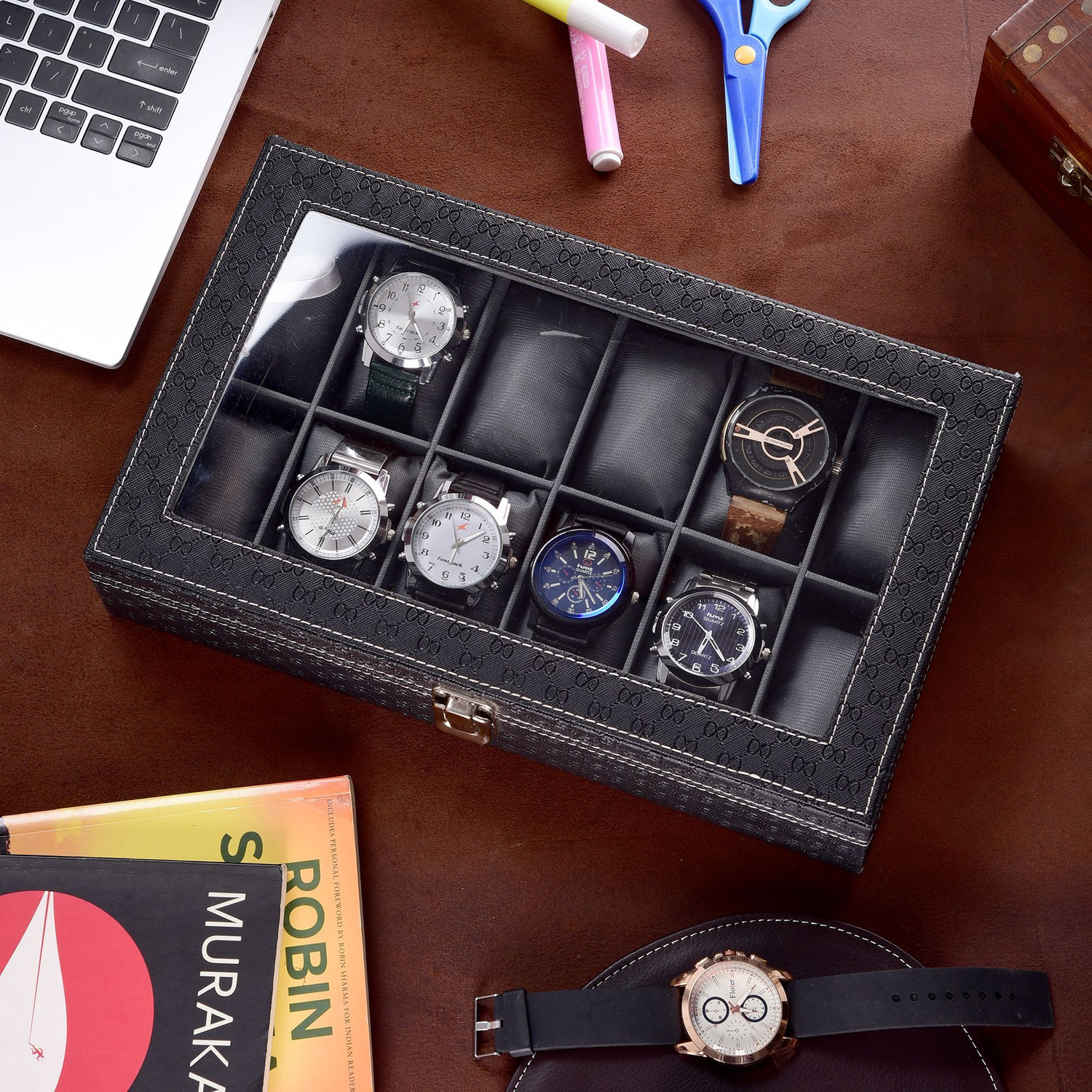 Image of WATCHHUT Exclusive Men's and Women's Watch Box Transparent Organiser Case in Tran Watch Box