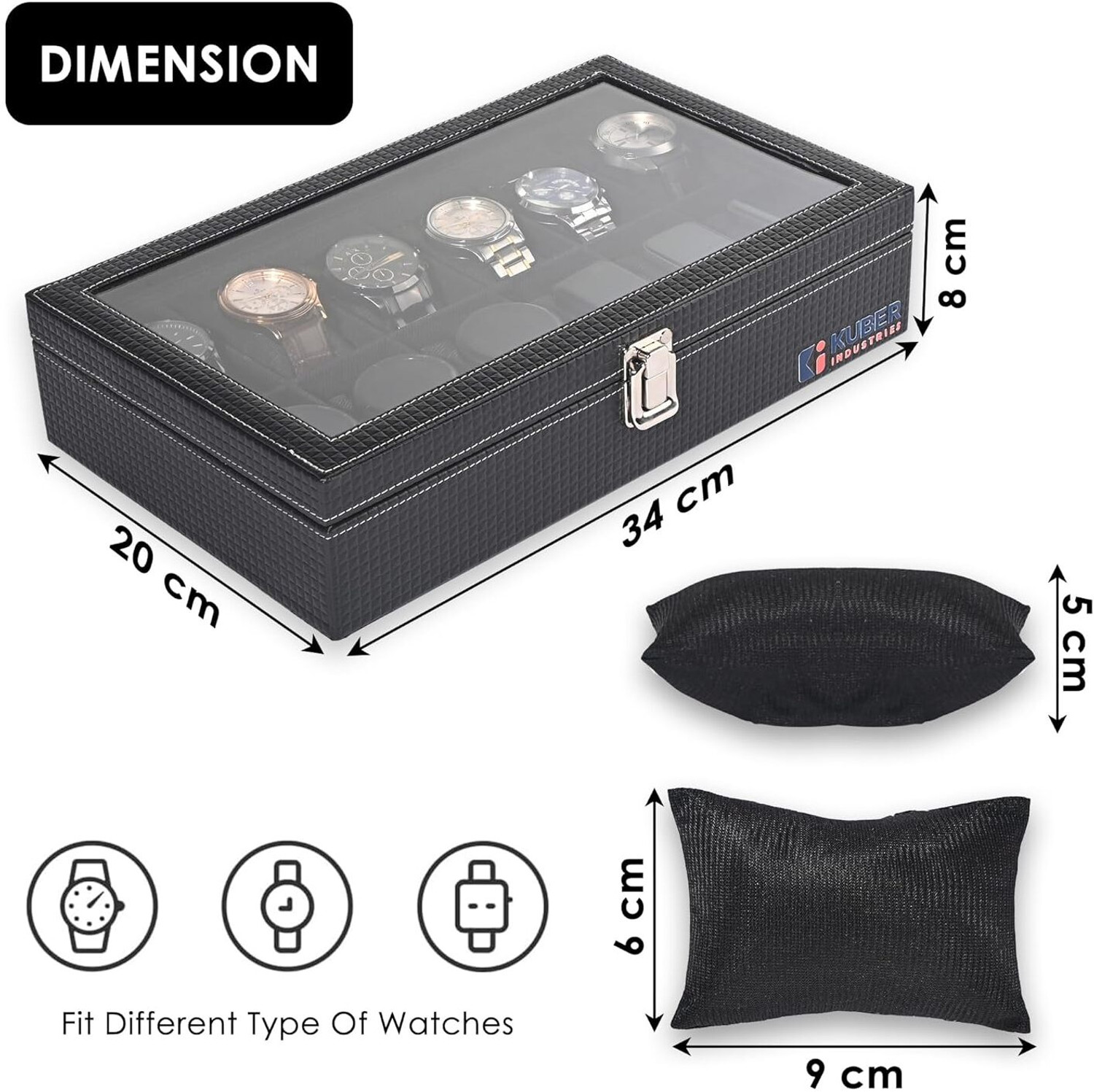 Image of KUBER INDUSTRIES Premium Faux Leather Wrist Organiser Watch Box