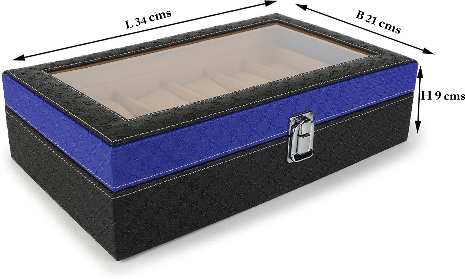 Image of ALAWO Watch Box Organizer Case 12 slots of Watches in Transparent Display PU Leather Watch Box