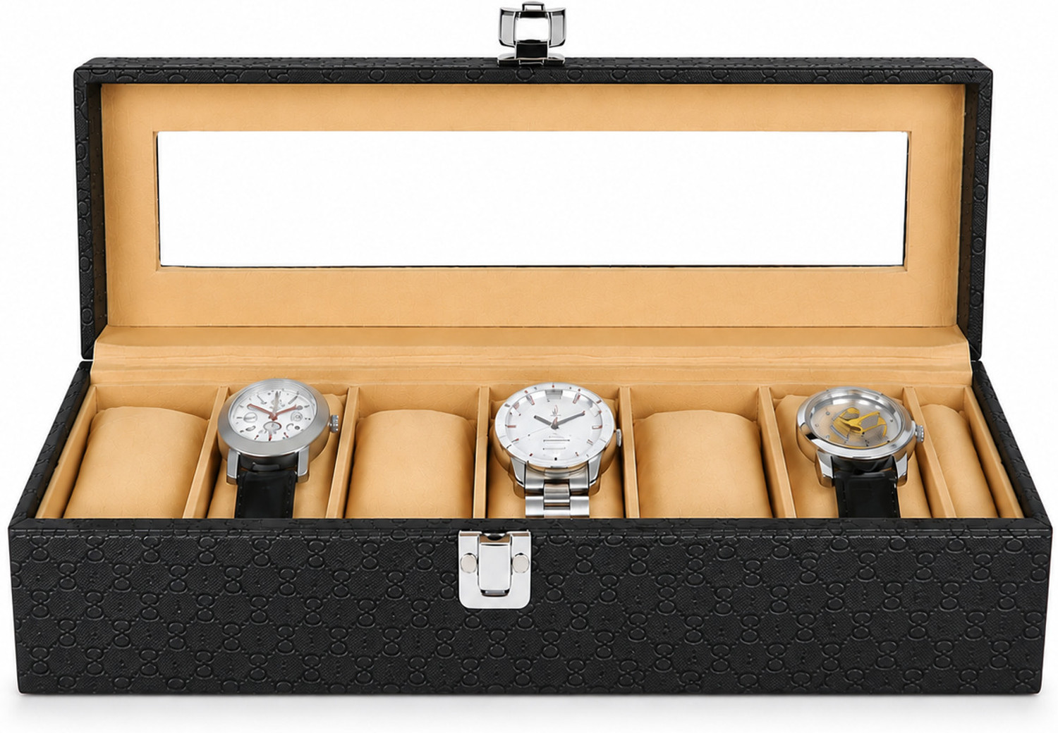 Image of IMDCRAFT Watch Box Holder Organizer Case in 6 slots of Watches with Transparent Look Watch Box