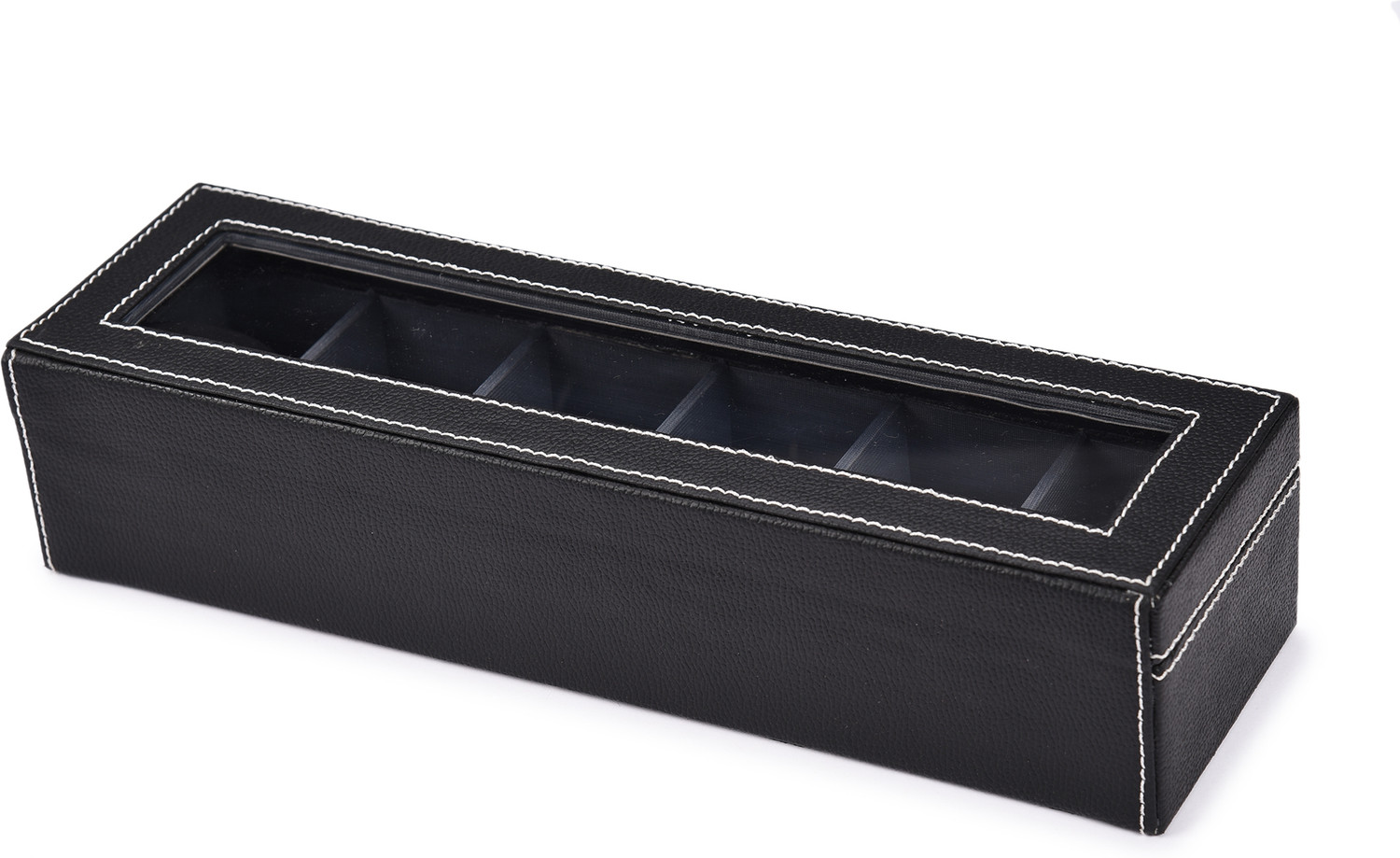 Image of Desicraft Men's and Women's Watch Box Holder Organizer Case in Black color(6 Compartments) Watch Box