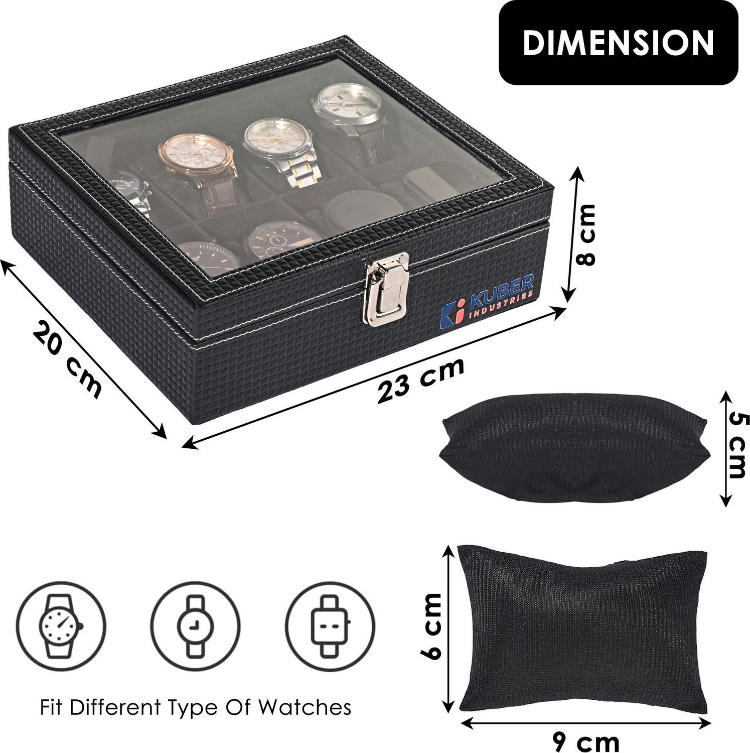 Image of KUBER INDUSTRIES Premium Faux Leather Wrist Organiser Watch Box