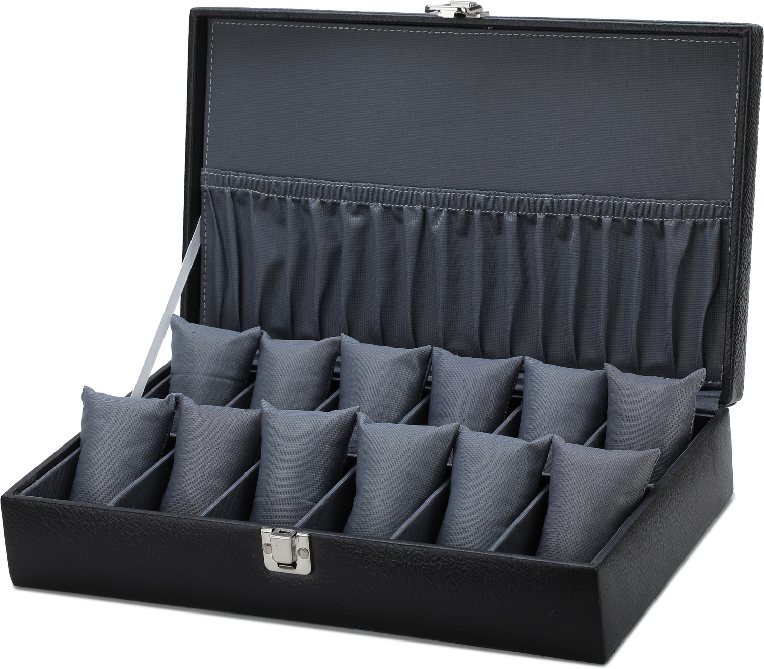 Image of SHOPLX Special Men's and Women's Watch Box Holder Organizer Case in Black color Watch Box (PLAN BLACK, GRAY, Holds 12 Watches)