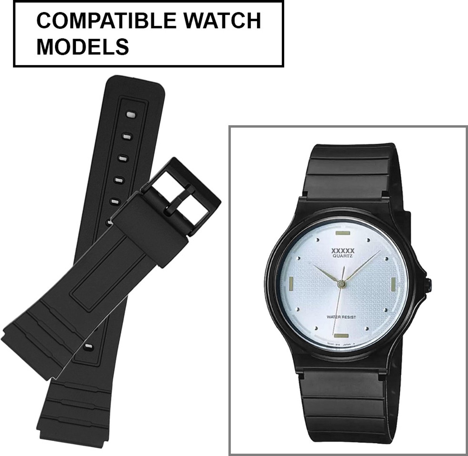 Image of DBLACK [CDS38] Compatible Strap For Casio MQ-76 Watch Model 16 mm Rubber Watch Strap