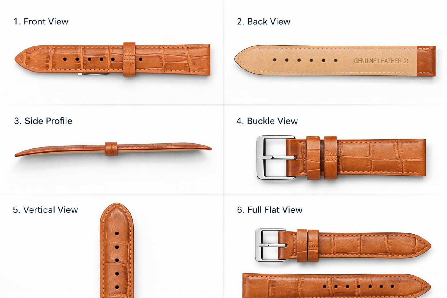Image of Faithcarry Lifestyle overseas orange watch strap 20 mm Genuine Leather Watch Strap