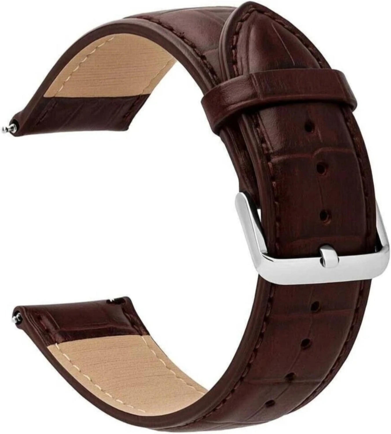 Image of RStraps 22mm Premium Dark Brown Croc Pattern Leather Watch Strap for Premium Watches 20 mm Genuine Leather Watch Strap