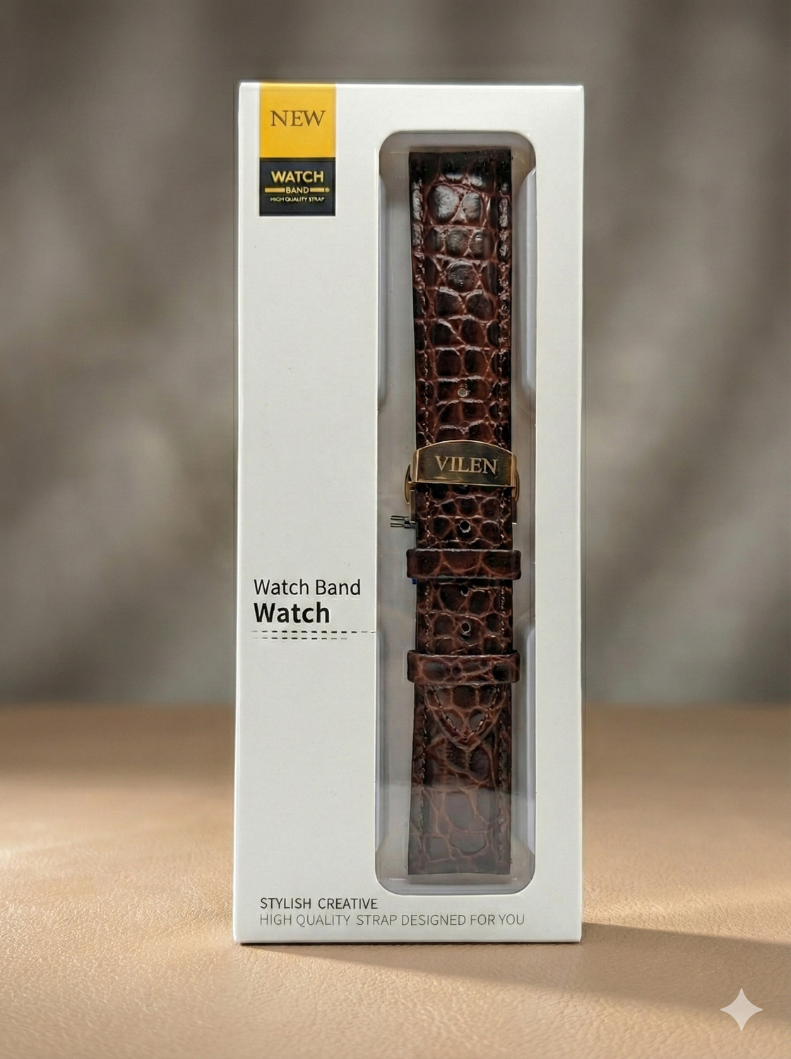 Image of VILEN Premium Croco Texture Men's Replacement Watch Belt Quick Release Butterfly clasp 22 mm Genuine Leather Watch Strap