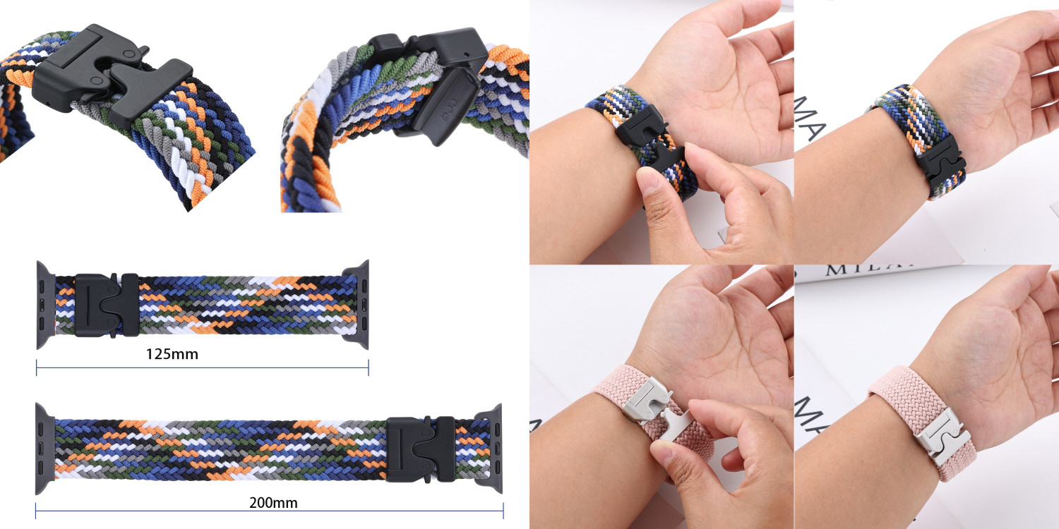 Image of ACM WSM38Z40BK1697 Sliding 44mm 49mm Watch Strap Woven Braided Clipper for Fire-Boltt Axiom Bsw259 Smartwatch Black Smart Watch Strap