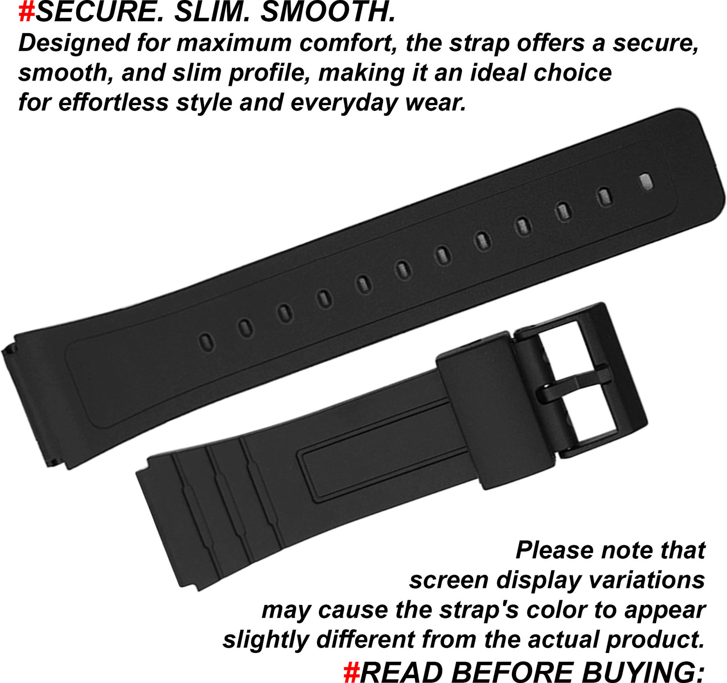 Image of DBLACK [CDS38] Compatible Strap For Casio MQ-76 Watch Model 16 mm Rubber Watch Strap