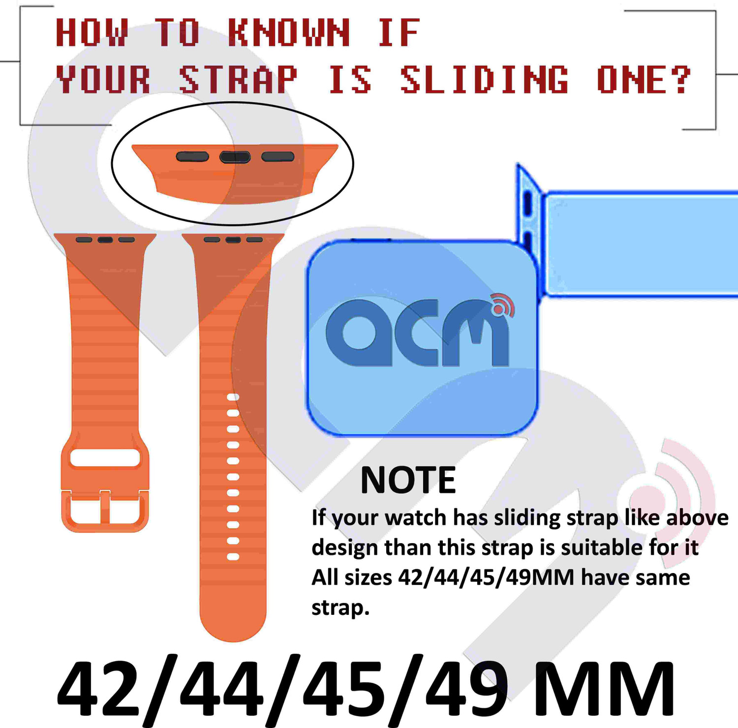 Image of ACM WSM38Z40BK1697 Sliding 44mm 49mm Watch Strap Woven Braided Clipper for Fire-Boltt Axiom Bsw259 Smartwatch Black Smart Watch Strap