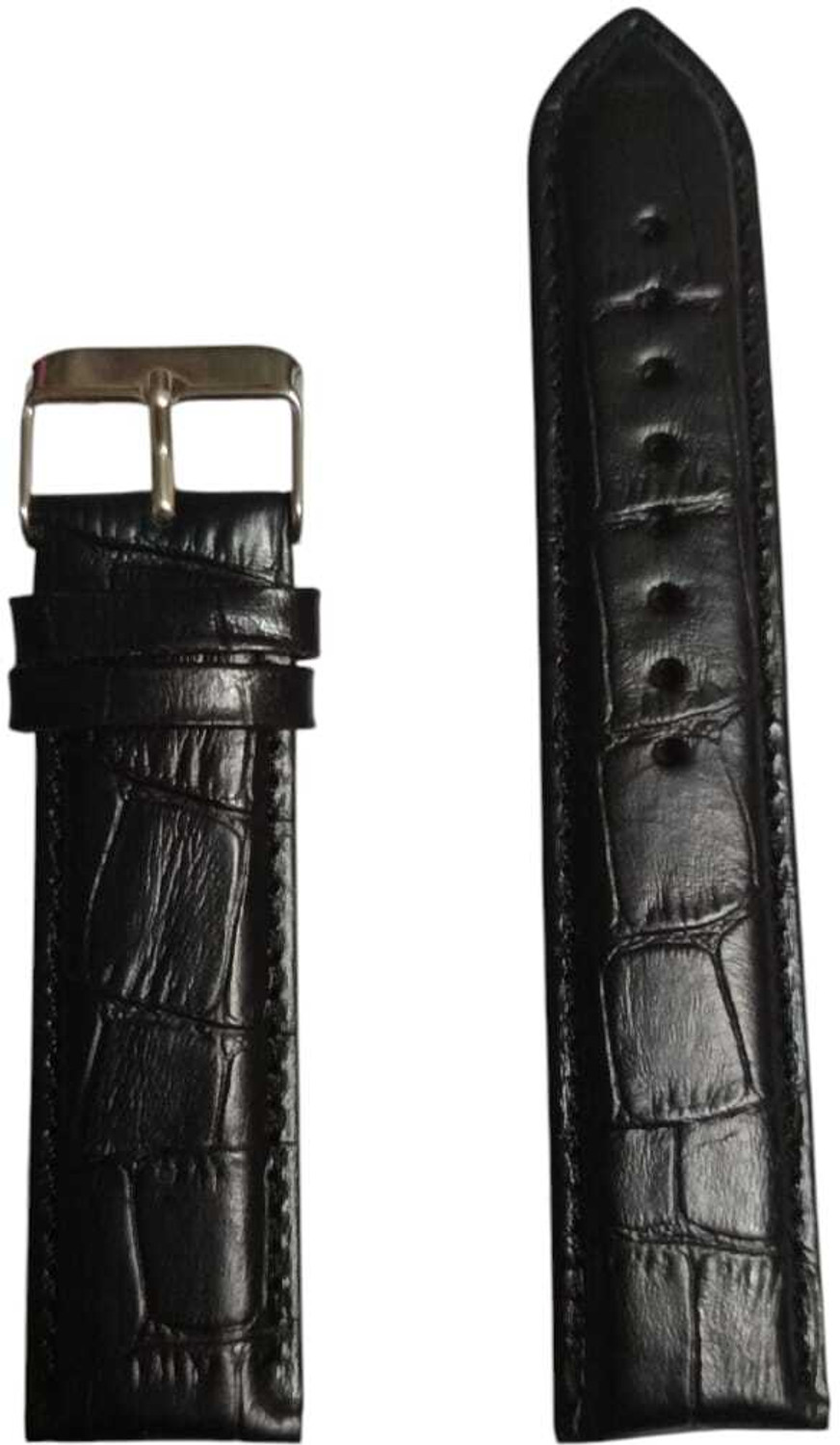 Image of RStraps 22mm Croc Black Genuine Leather Watch Strap Belt for Men | Replacement Band 22 mm Genuine Leather Watch Strap