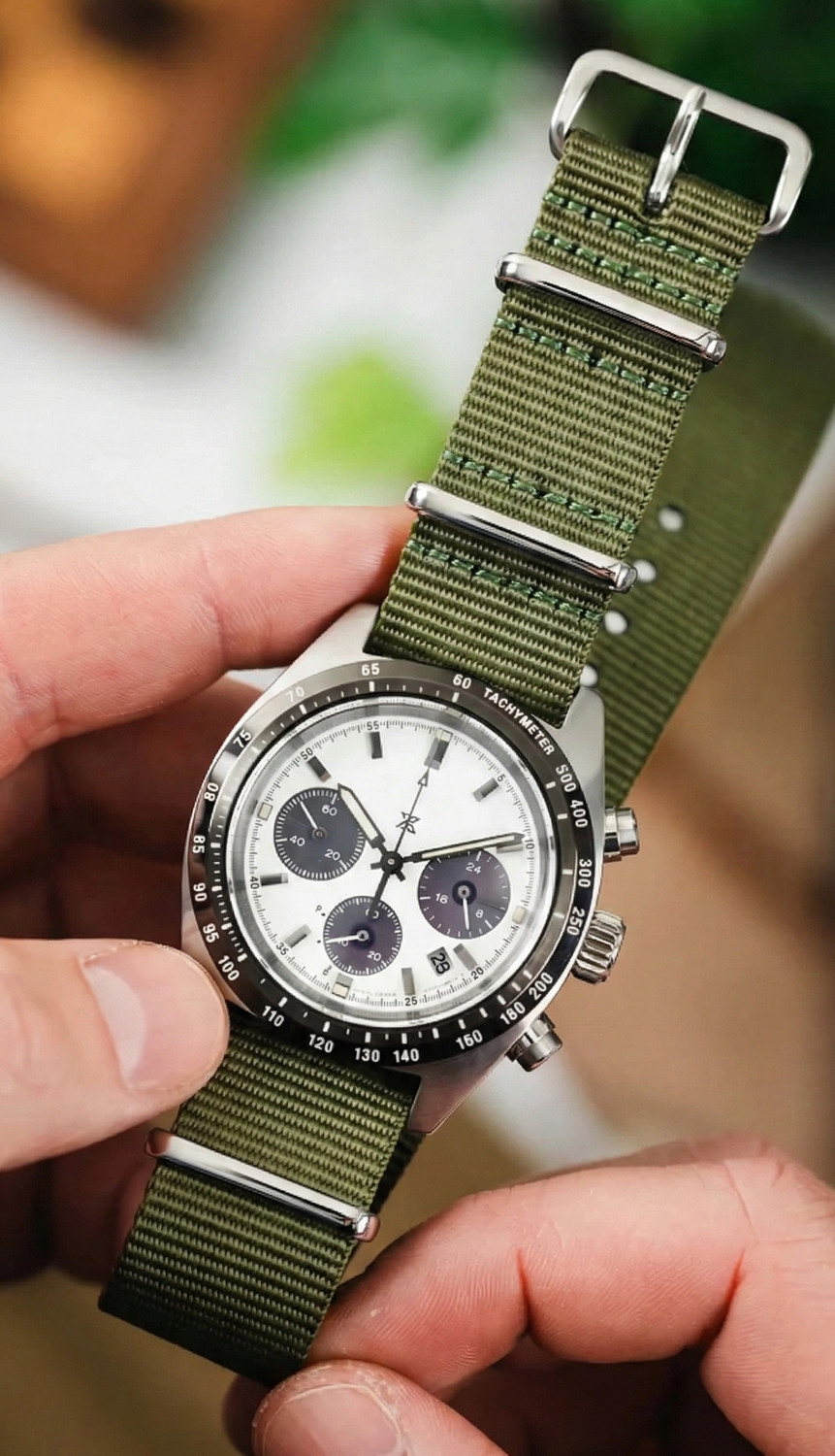 Image of vinanth NATO Nylon Watch Strap | Military Green with Stainless Steel Buckle 18 mm Fabric Watch Strap