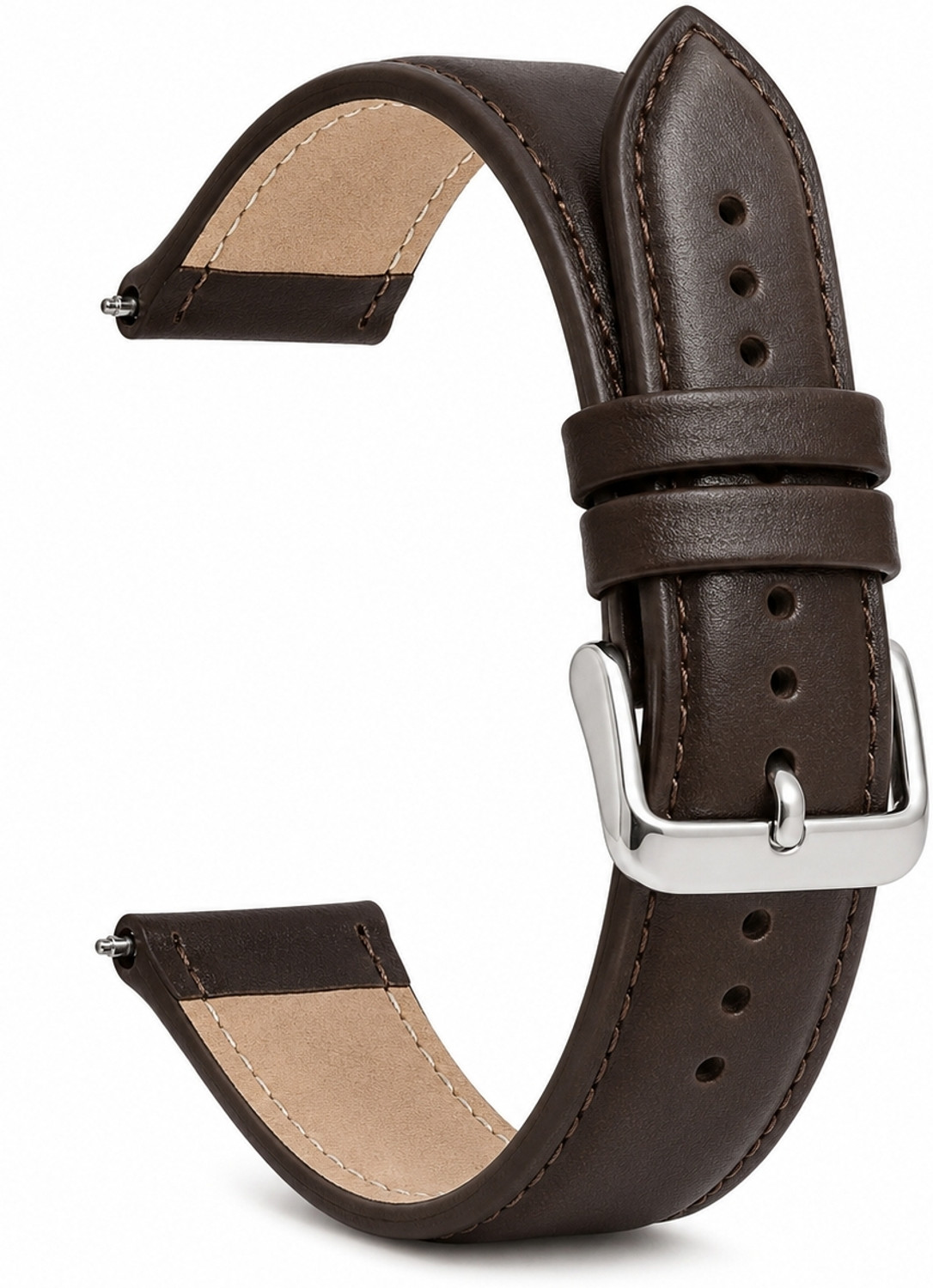 Image of RStraps 18mm Dark Brown Genuine Leather Strap Belt for Woman Replacement Band 18 mm Genuine Leather Watch Strap