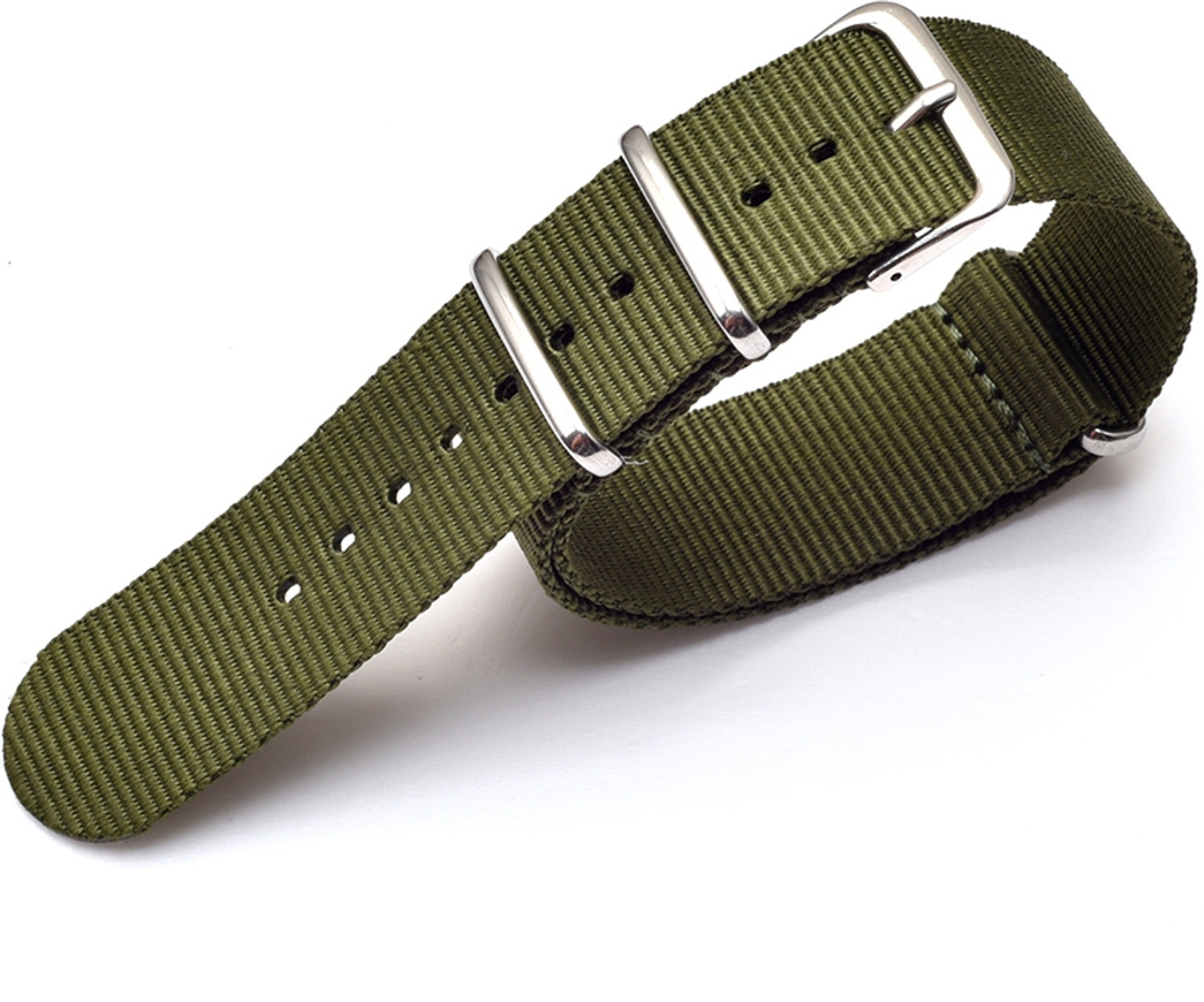 Image of vinanth NATO Nylon Watch Strap | Military Green with Stainless Steel Buckle 18 mm Fabric Watch Strap