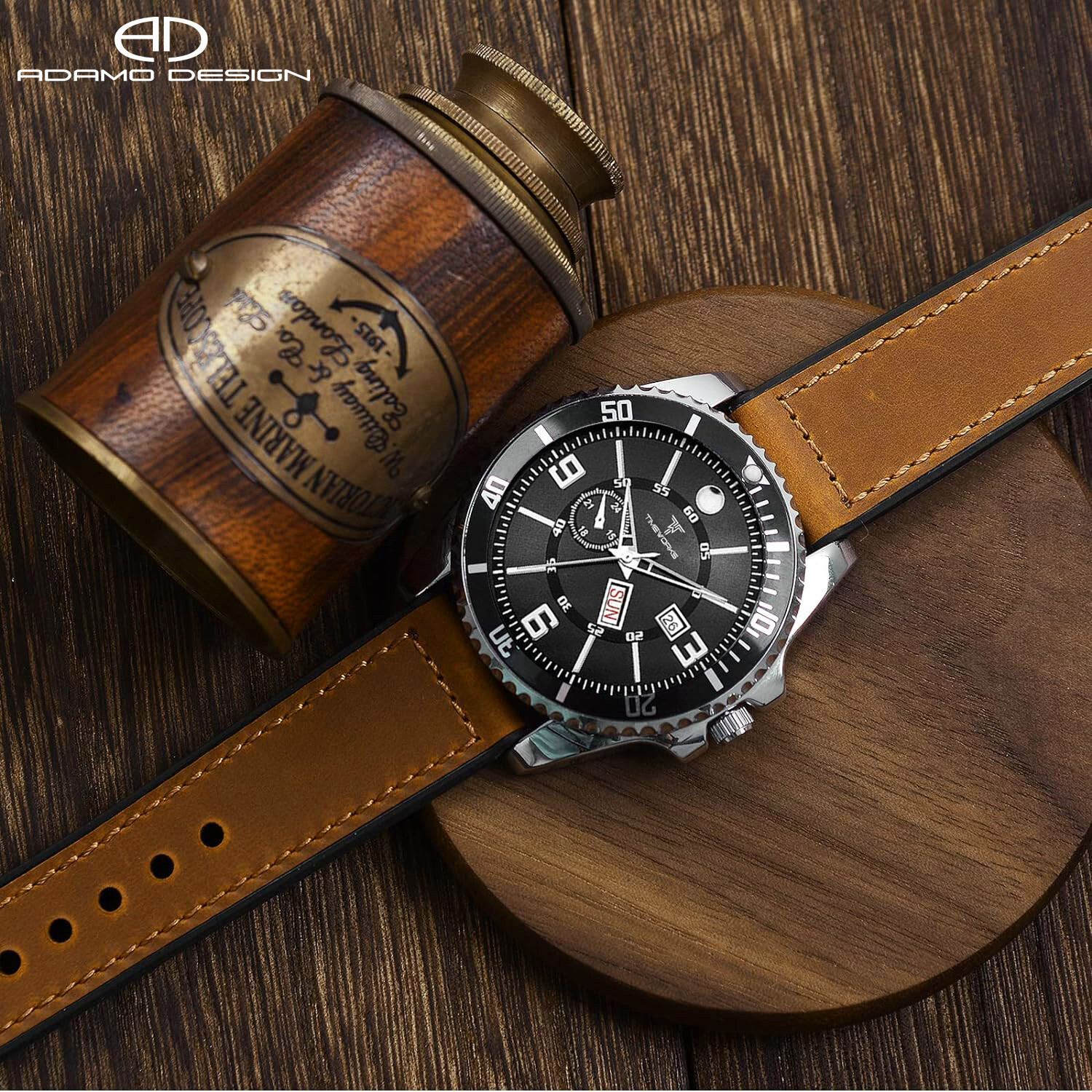 Image of ADAMO 22mm Leather Silicone Straps Compatible with Samsang Galaxy Watch 3 45mm 22 mm Genuine Leather Watch Strap