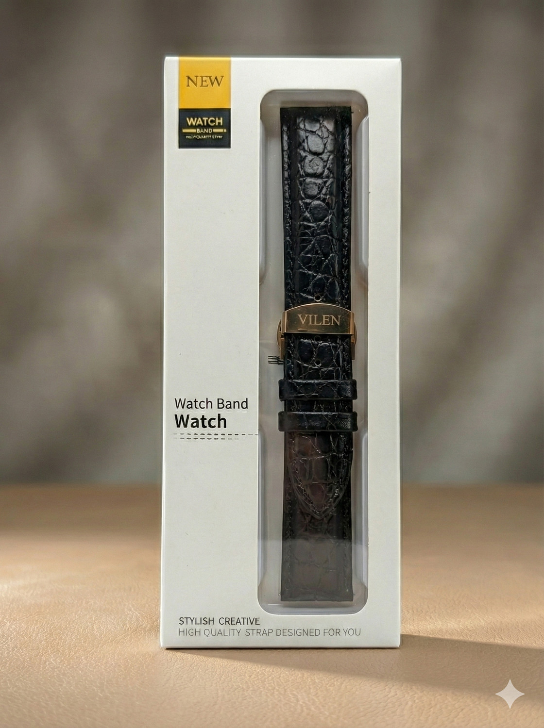 Image of VILEN Premium Croco Texture Men's Replacement Watch Belt Quick Release Butterfly clasp 22 mm Genuine Leather Watch Strap