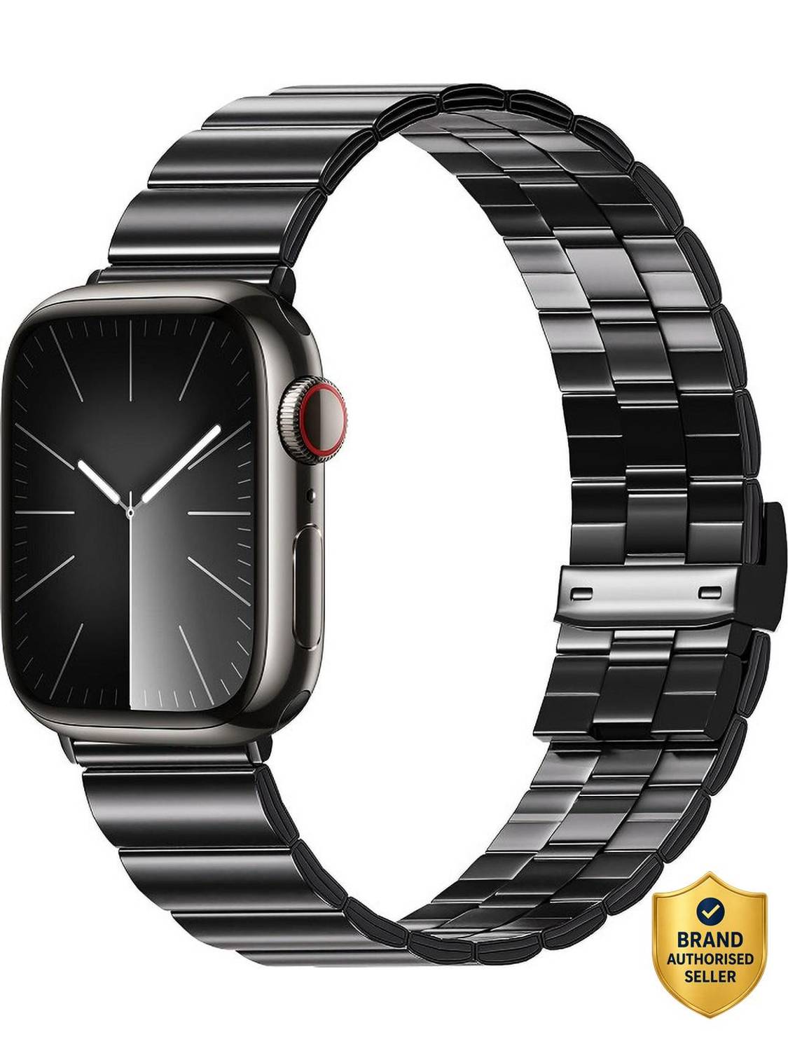 Bruno Milano Stainless Steel Iwatch Black Band 45 mm Stainless Steel Watch Strap