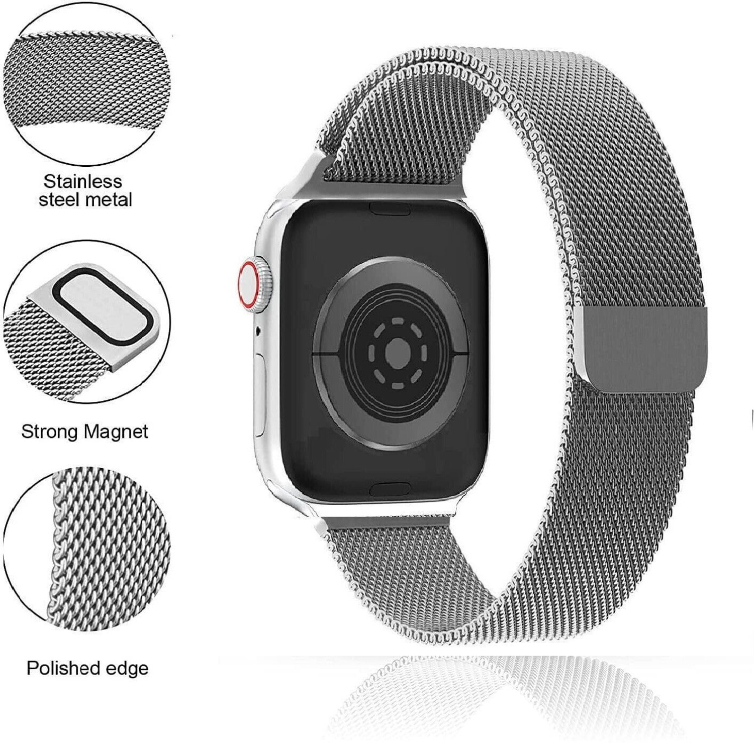 Image of TRENDINGVIEW watch strap For All Series 42 /44 mm strap. Heavy Metal smartwatch strap. 44 mm Metal Watch Strap