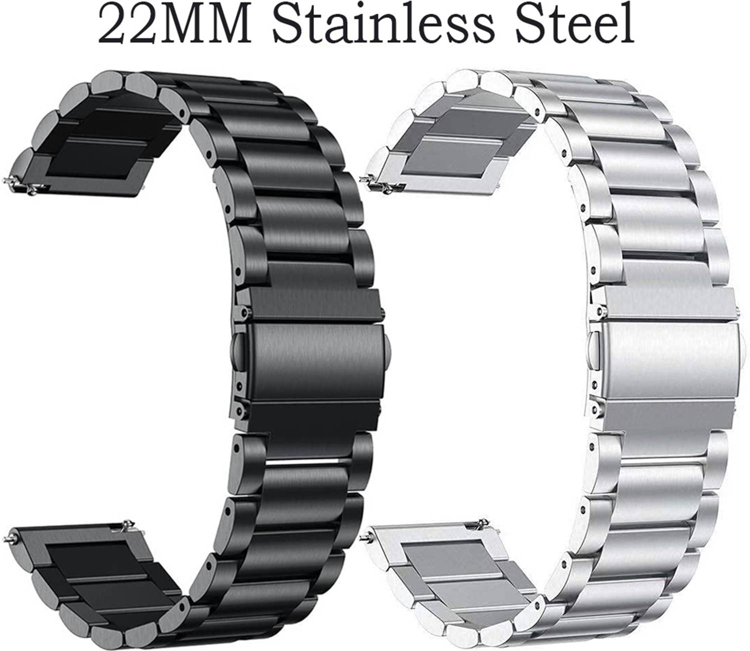 ADAMO Silicone strap all smartwatch and analog wristwatch(compatible watch in picture) 22 mm Stainless Steel Watch Strap