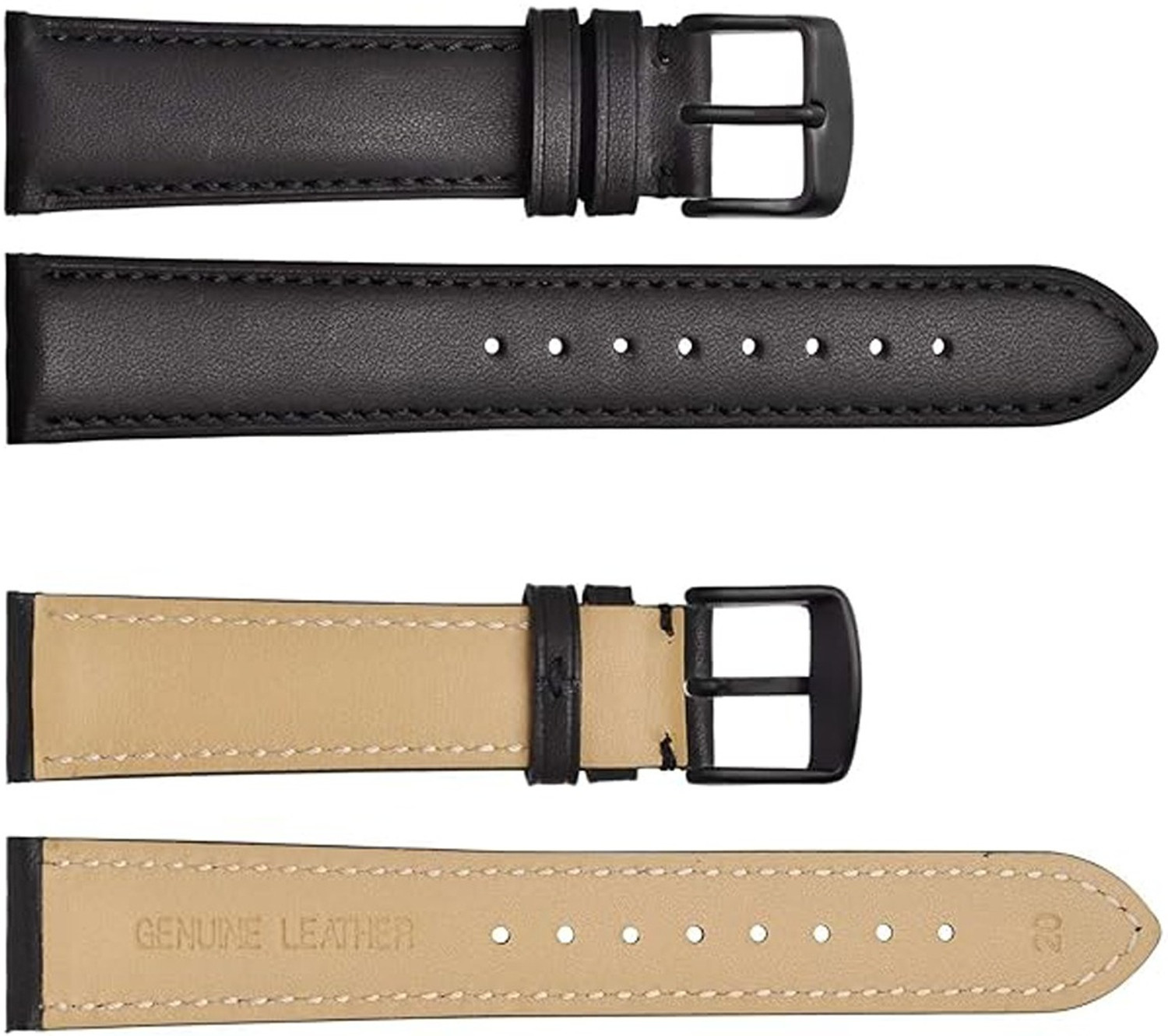 Image of LUBA HIMT premium thick and genuine leather watch strap with nylon lining 22mm 22 mm Genuine Leather Watch Strap