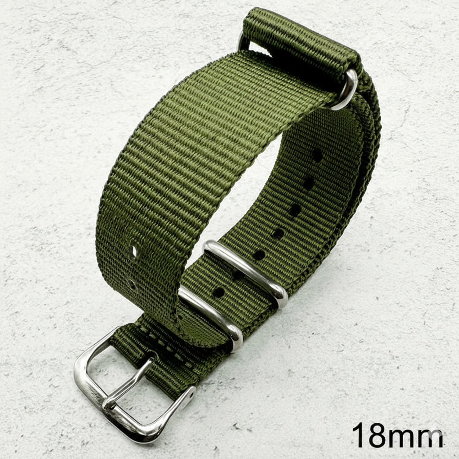 Image of vinanth NATO Nylon Watch Strap | Military Green with Stainless Steel Buckle 18 mm Fabric Watch Strap