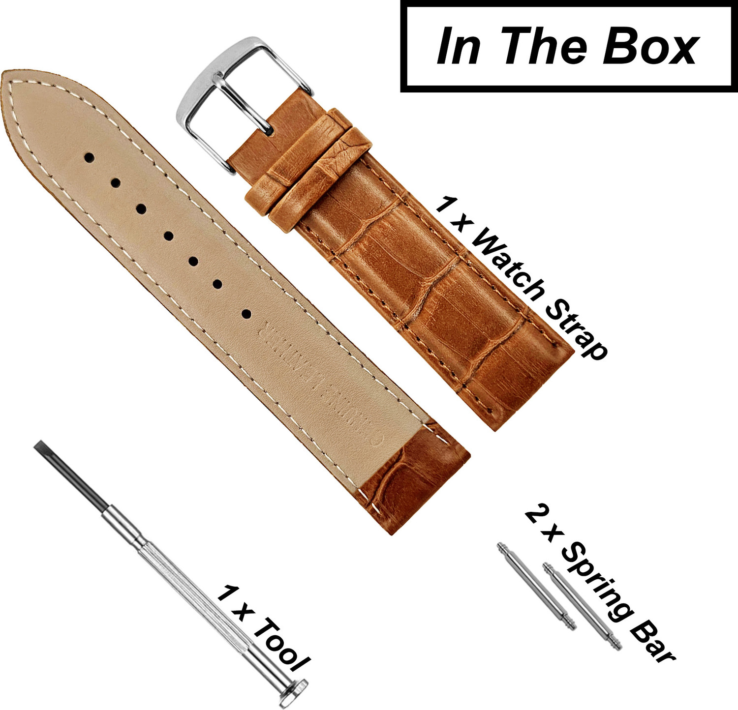 Image of DBLACK [HIKRO] 24 mm Genuine Leather Watch Strap