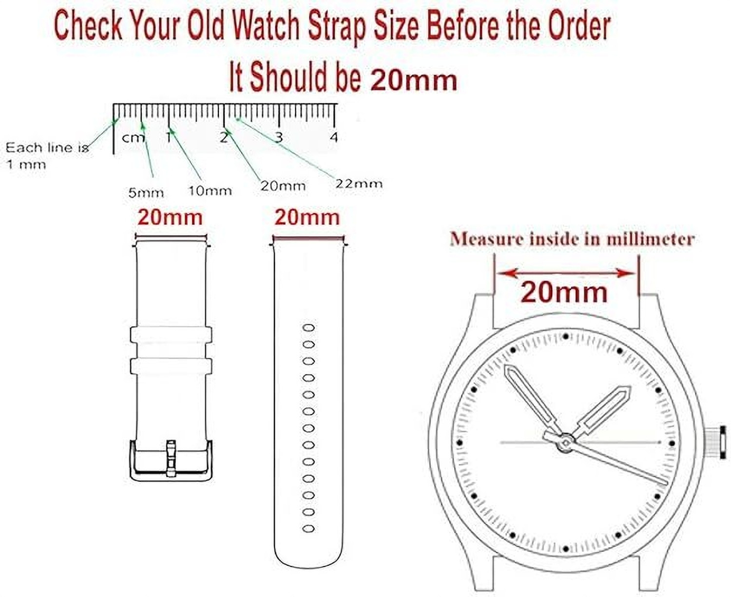 Image of MOBRISTA 20mm Stainless Steel Chain Watch Strap with Magnetic Buckle 20 mm Metal Watch Strap