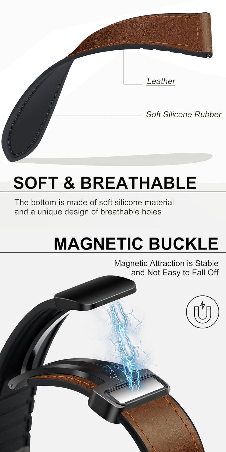 Image of ACM Watch Strap Leather Magnetic Silicone for Noise Noisefit Evolve 4 Smartwatch 3522367 mm Synthetic Leather Watch Strap
