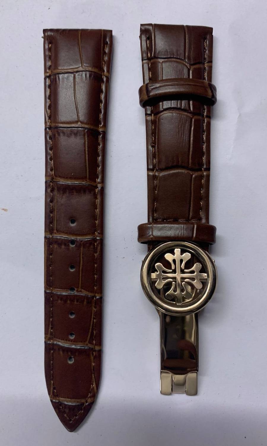 Attari Shop Leather Strap with Metal Logo 22 mm Genuine Leather Watch Strap