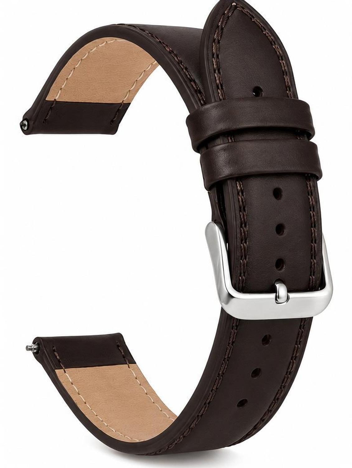 Image of RStraps 20mm Dark Brown Genuine Leather Watch Strap Belt for Men Replacement Band 20 mm Genuine Leather Watch Strap