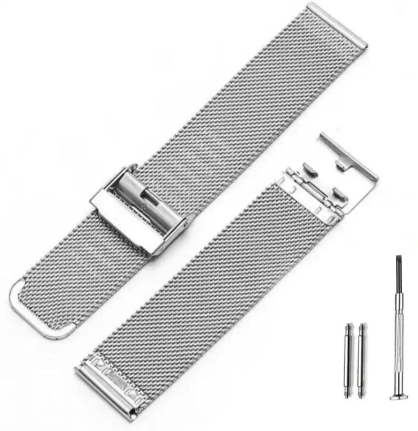 Image of Bharasoft [MS] STAINLESS STEEL MESH WATCH STRP WITH TOOL 20 mm Stainless Steel Watch Strap