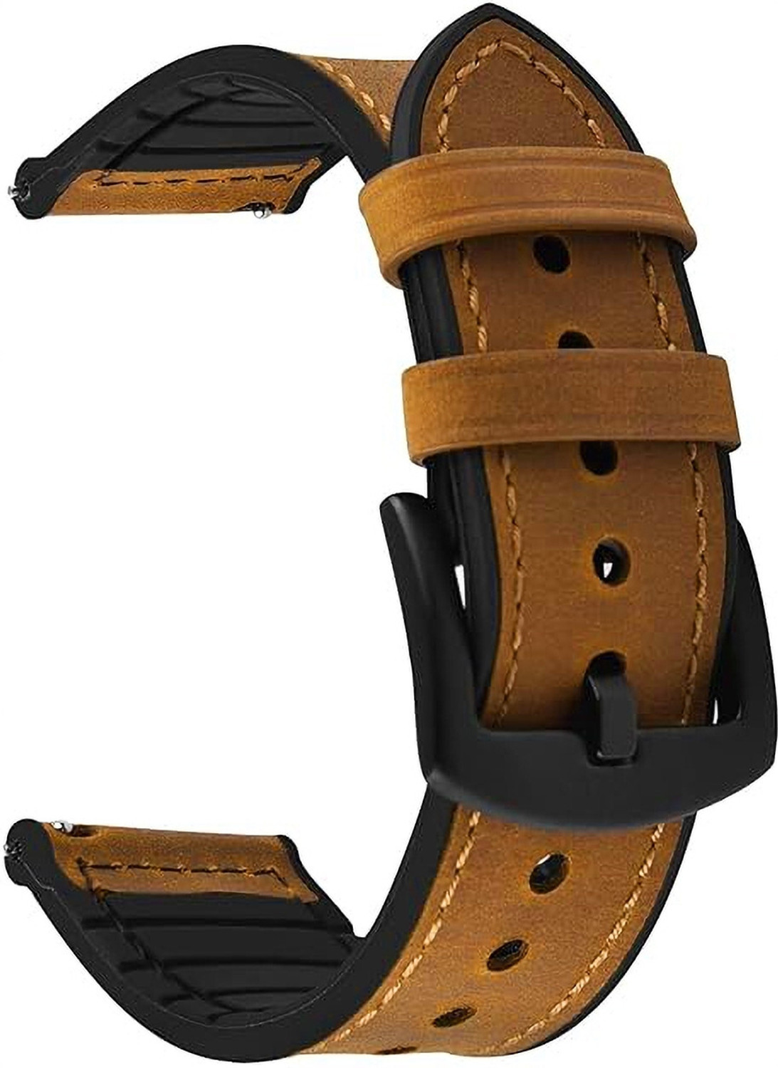 Image of ADAMO 22mm Leather Silicone Straps Compatible with Samsang Galaxy Watch 3 45mm 22 mm Genuine Leather Watch Strap